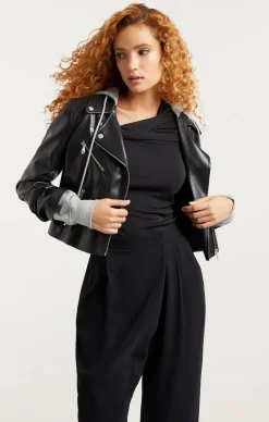 Cinq à Sept Vegan Leather Evie Jacket Black/HeatherGrey Outlet