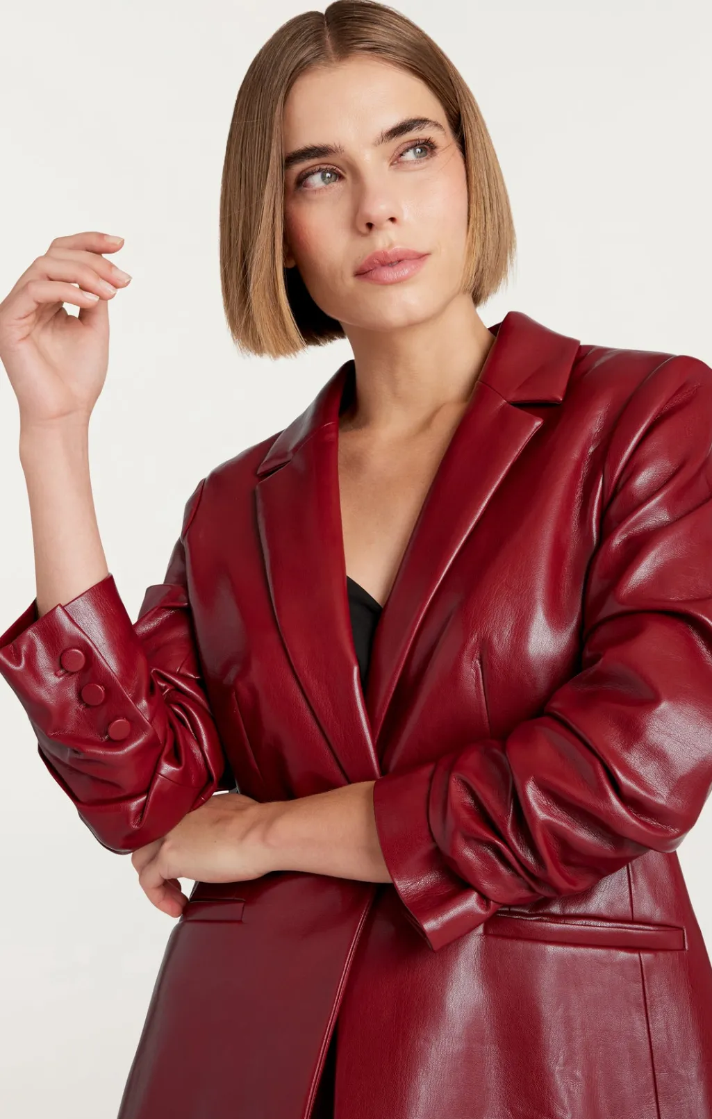 Cinq à Sept Vegan Leather Kylie Blazer Rhubarb Outlet