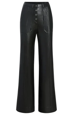 Cinq à Sept Vegan Leather Long Benji Pant Black Discount