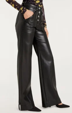 Cinq à Sept Vegan Leather Long Benji Pant Black Discount
