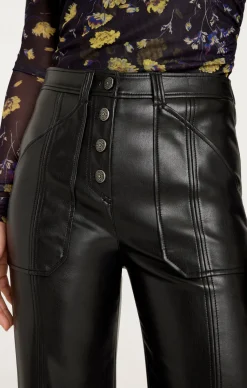 Cinq à Sept Vegan Leather Long Benji Pant Black Discount