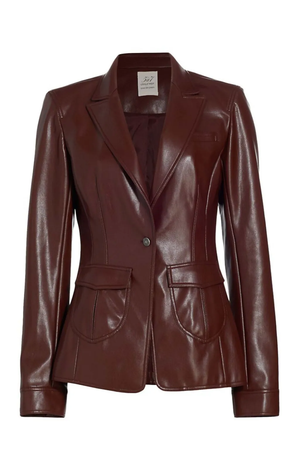 Cinq à Sept Vegan Leather Louisa Blazer Tobacco New