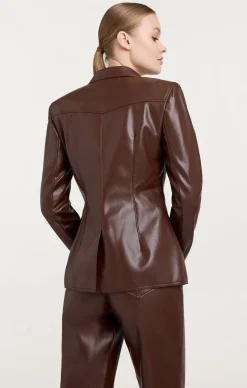 Cinq à Sept Vegan Leather Louisa Blazer Tobacco New
