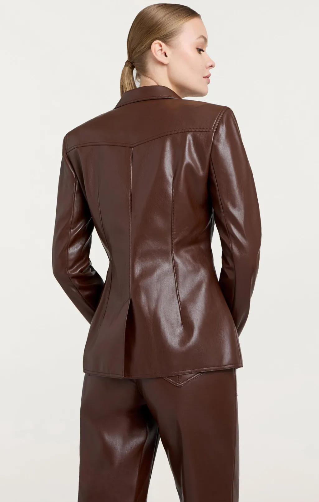 Cinq à Sept Vegan Leather Louisa Blazer Tobacco New