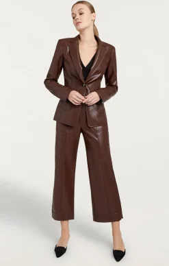 Cinq à Sept Vegan Leather Louisa Blazer Tobacco New