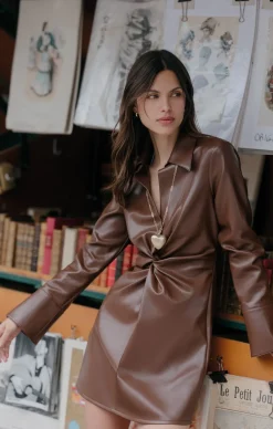 Cinq à Sept Vegan Leather Mckenna Dress Espresso Sale