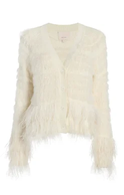 Cinq à Sept Vida Feather Cardigan Ivory Outlet