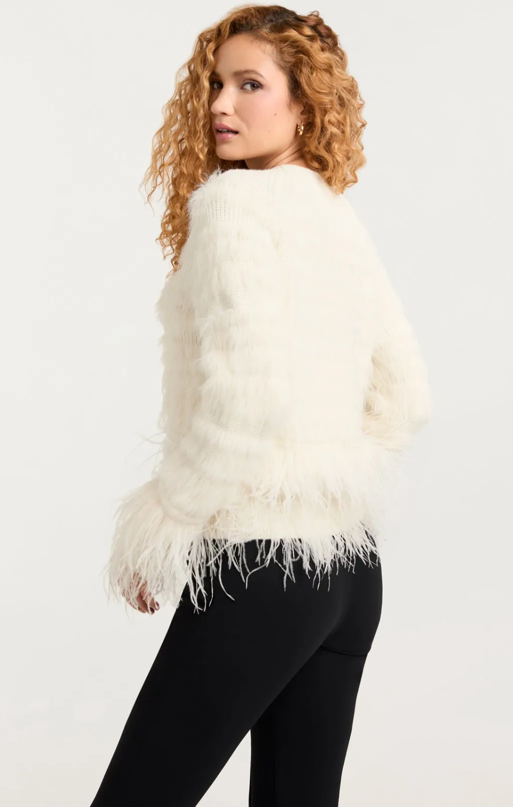 Cinq à Sept Vida Feather Cardigan Ivory Outlet