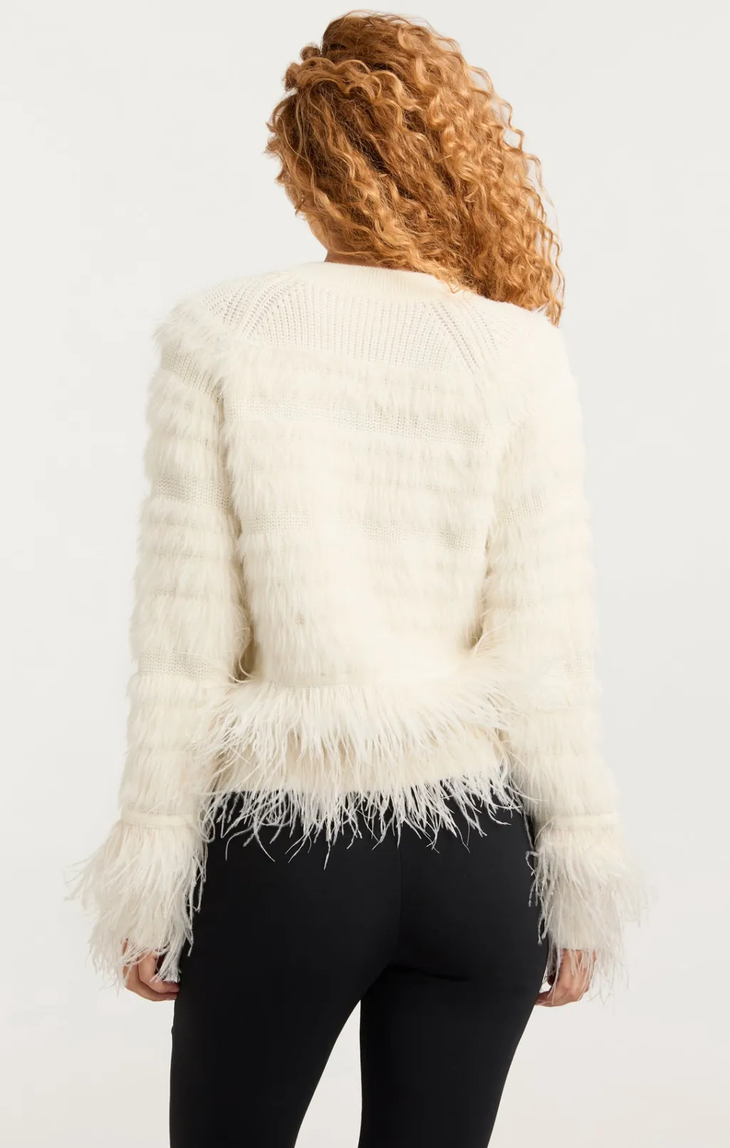 Cinq à Sept Vida Feather Cardigan Ivory Outlet