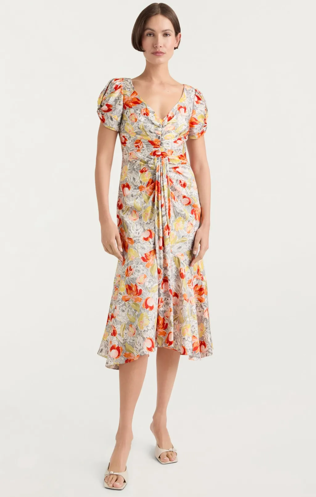 Cinq à Sept Walker Dress LineworkFloralIvoryMulti