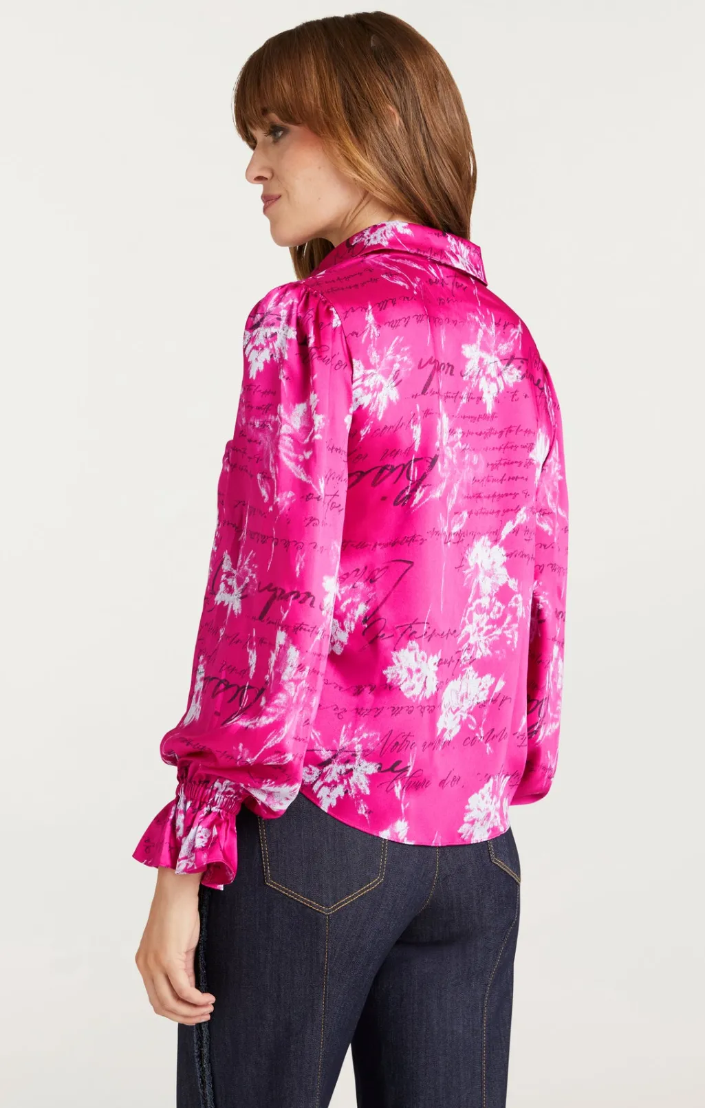 Cinq à Sept Warm Carnation Long Sleeve Fiona Top PlumRadishMulti Outlet