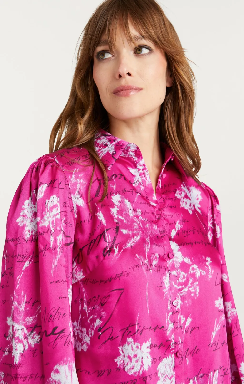 Cinq à Sept Warm Carnation Long Sleeve Fiona Top PlumRadishMulti Outlet