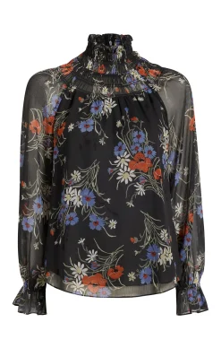 Cinq à Sept Wild Poppy Avalyn Top ObsidianMulti