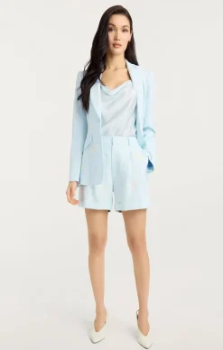 Cinq à Sept Wildflower Bouquet Embellished Cheyenne Blazer GlacialBlueMulti Best