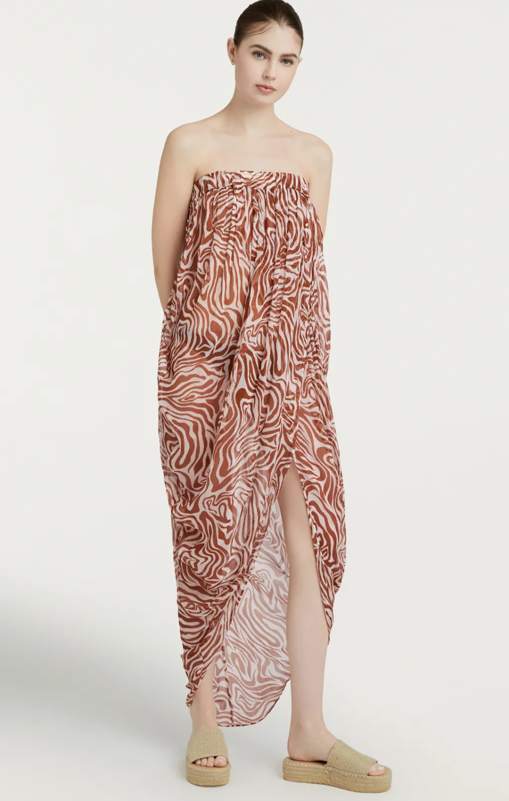 Cinq à Sept Woodblock Zebra Libbie Coverup Sequoia/ivory Sale