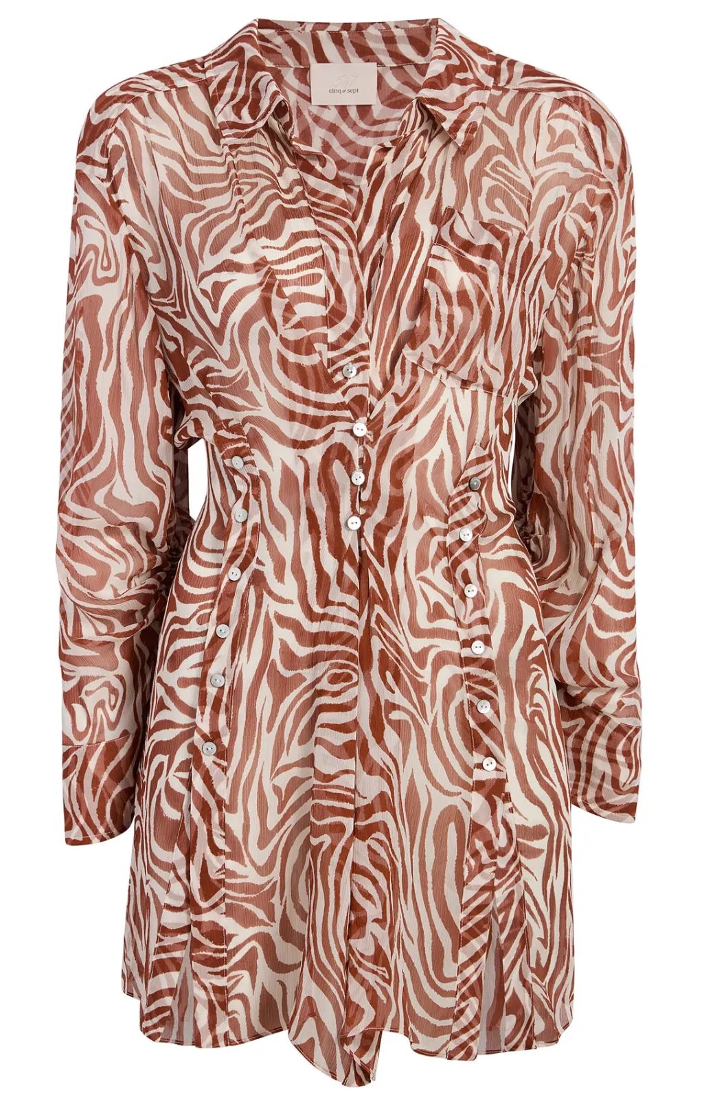 Cinq à Sept Woodblock Zebra Short Alisha Cover up Sequoia/ivory