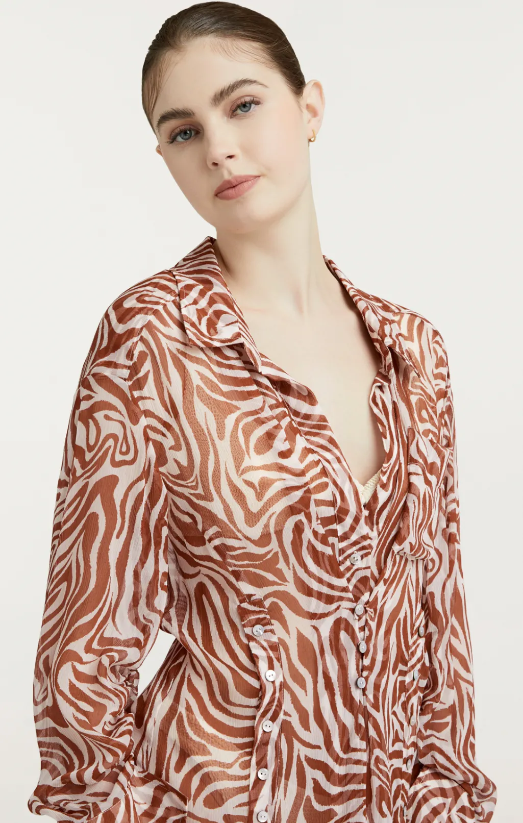 Cinq à Sept Woodblock Zebra Short Alisha Cover up Sequoia/ivory